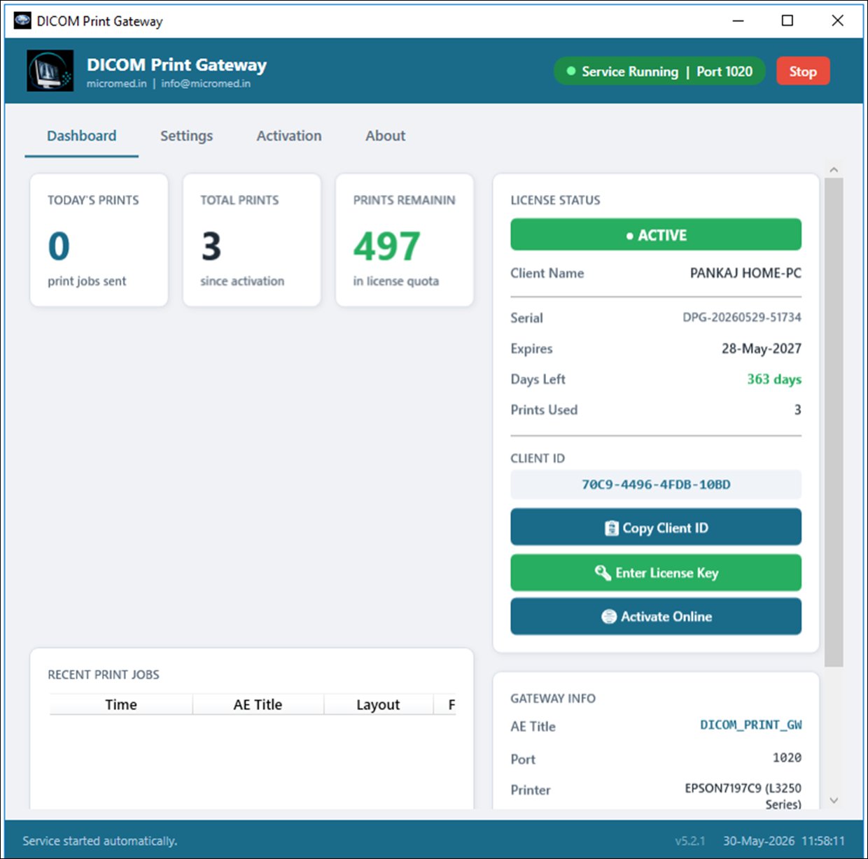 DICOM Print Gateway Software